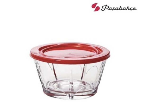 Glasschale mit rotem Deckel 6Stück 0,175l Pasabahce (ArtikelNr.2389)