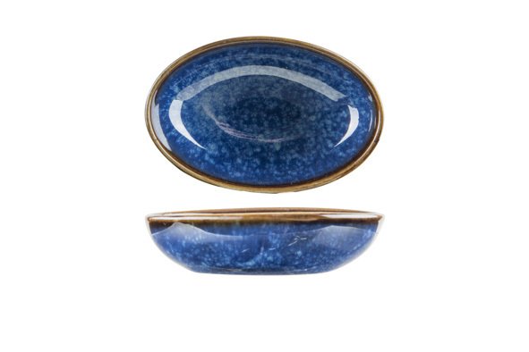 Snack bowl oval blue 9.2x6xH2.4cm narwhal (Item No.2440)