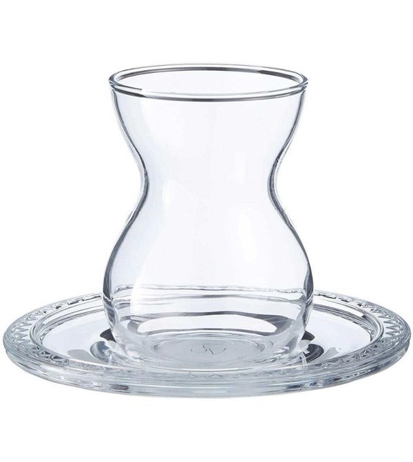 Tea glass with glass saucer 6 set 12pcs. Pasabahce Etnik (Item No.2506)