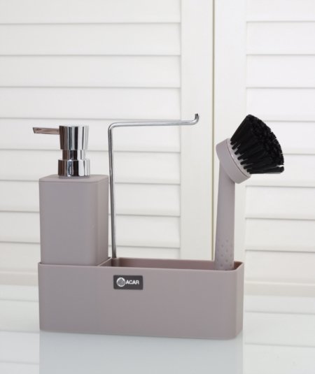 Soap dispenser set incl. rinsing brush taupe (Item No. 2609)
