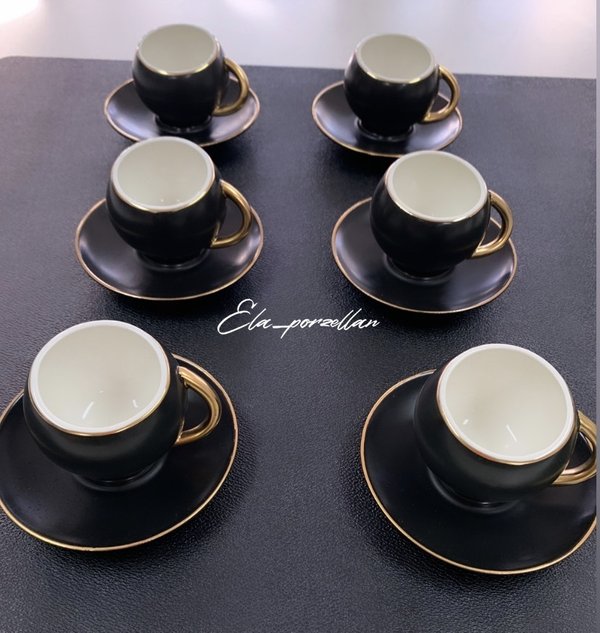 12 pcs. mocha cup set obliquely black for 6 people (Item No. 2612)