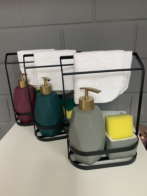 Soap dispenser Set burgundy incl. flushing sponge and guest towel (Item No. 2658)