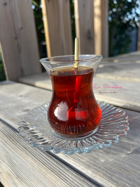 Aurora tea glass with glass plate 6 set 12pcs. Pasabahce (Item No.2679)