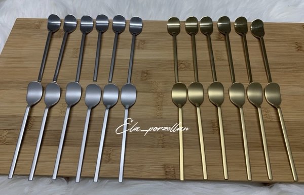 Mocha Spoon Silver Shiny Set of 6 Tiamo (Item No.2772)