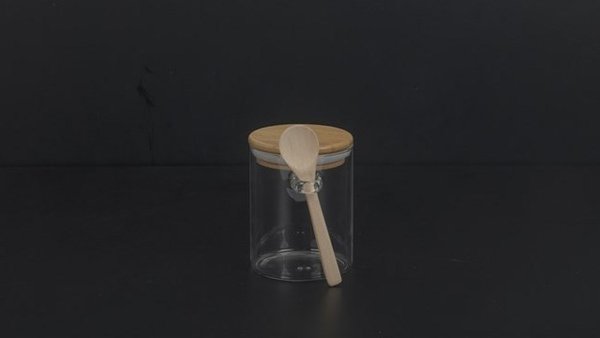 Bambus Gewürzglas 450ml rund mit Bambuslöffel (ArtikelNr.2789)