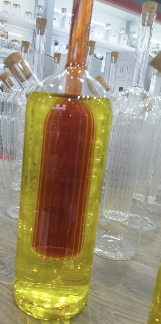 Oil and vinegar bottle 2in1 set 1Liter D8xH33cm diamond (Item No.2914)