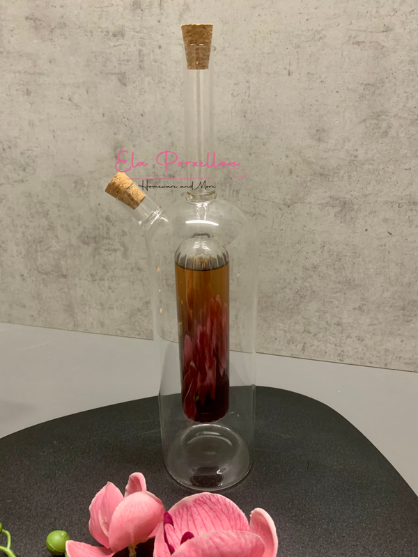 Oil and vinegar bottle 2in1 set 1Liter D8xH33cm diamond (Item No.2914)