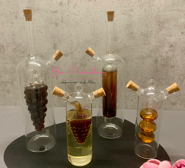 Oil and Vinegar Bottle 2in1 Set 350ml D5xH19cm Grapes (Item No.2913)