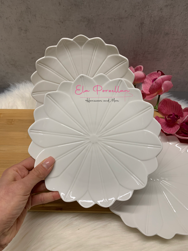 Dessert plate large white set of 3 D21.5xH2cm Flower (Item No.2868)