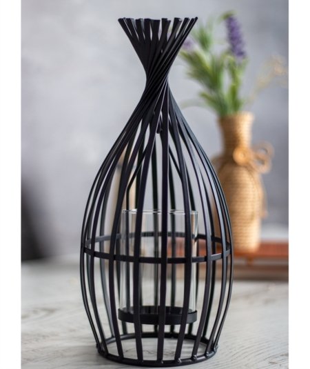 Metal candlestick black H30cm (item no.3096)