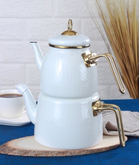 Teapot set white 2l/1l enamel quality Hüma (article no.3137)