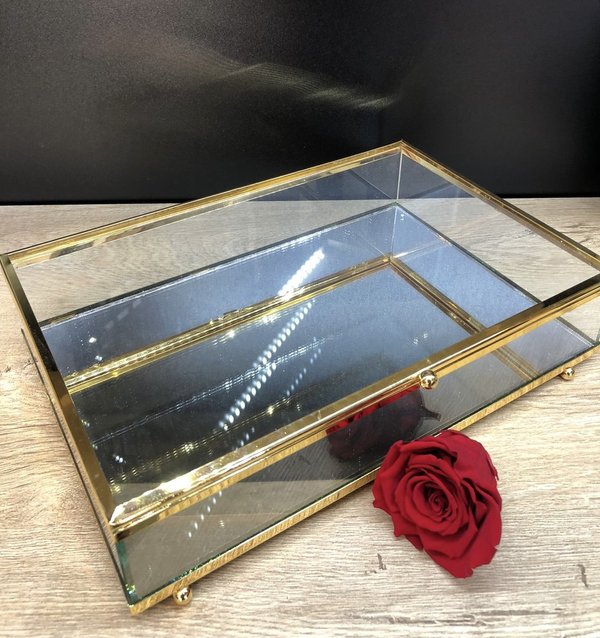 Glaskasten rechteckig gold 30x20cm  (ArtikelNr.3394)