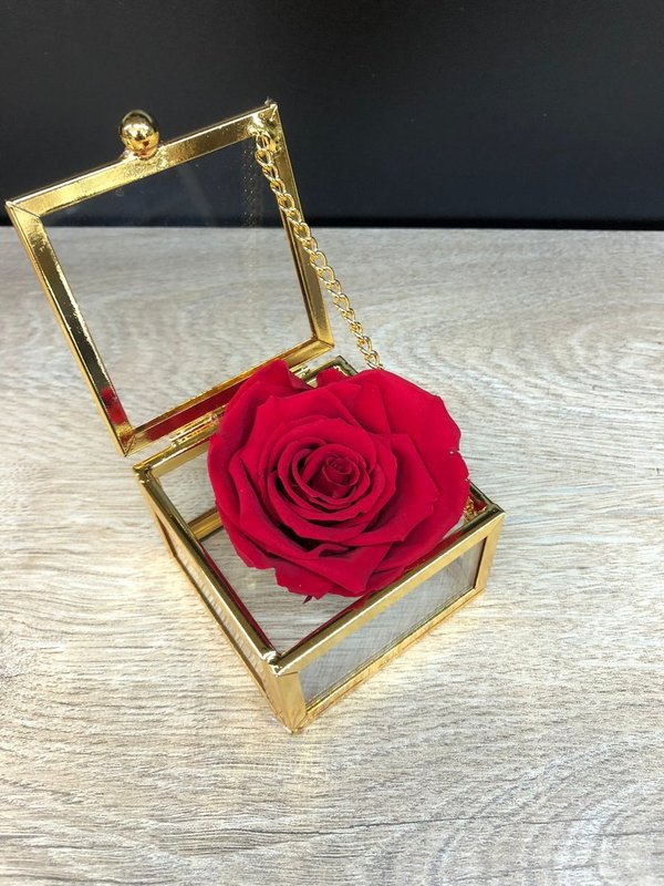Mini box made of glass 7x7cm gold (Item No.3397)