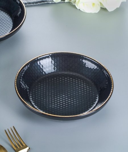 Tiefer Teller schwarz mit Goldrand 18,5x4cm Nordic Trend (ArtikelNr.3621)