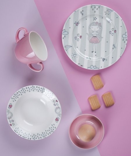 Children's Plate Set 4pcs. pink (item no.3737)