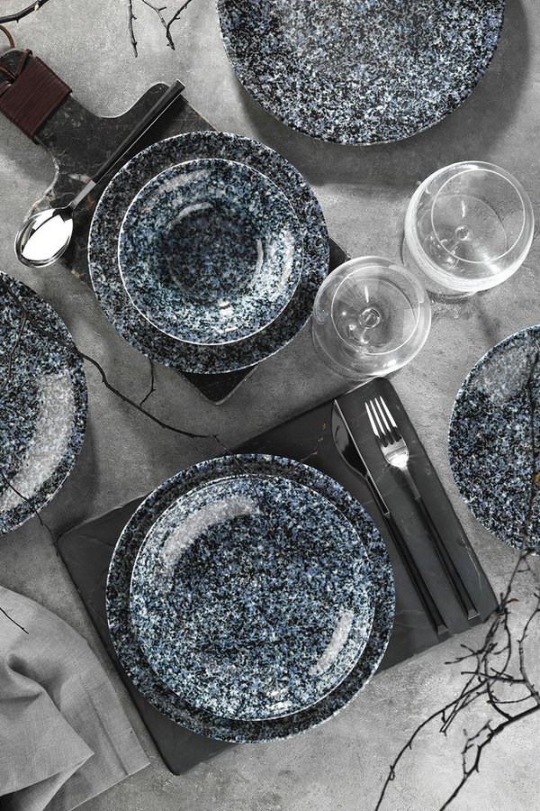 Kütahya 'Nanokrem' blue 24pcs. Tableware set (Item No.3867)